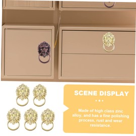 Operitacx 5 Stück Löwenkopfgriff die chinesen zinkleimverband türklinken türgriffe door knob Schubladen ziehen Vintage Schubladengriffe Zinklegungsringe Knöpfe ziehen Zinklegierung Golden