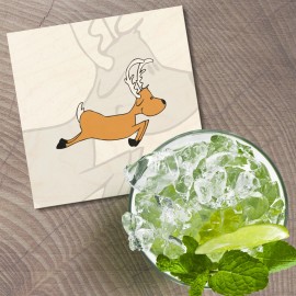 Unbranded Funny Deer Animal 4'' X 4'' Square Wooden Coaster