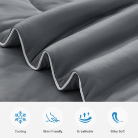 EASELAND Cooling Comforter Twin, Cold Touch Fabric Absorbs Body Heat, Double-Sided Cool Design Soft Fluffy Cooling Blanket for Night Sweats Hot Sleeper (Dark Gray, Twin(68"X90"))