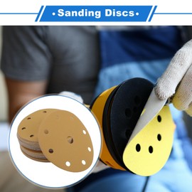 VekAuto 50 Stk. Schleifscheiben, 6" 9 Loch 320 Körnung Universal für Metall, Holz, Automobilreparatur Haltbarkeit Aluminiumoxid-Papierbasis Gelb