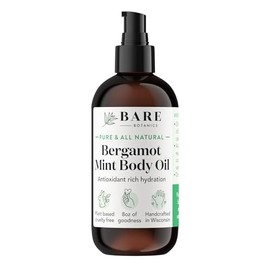BARE BOTANICS Aceite Corporal Hidratante De Menta De 237 Ml (8 Oz) - 100% Puro Y Natural Para Piel Y Uñas - Ideal Para Hidratar - Vegano, Libre De Crueldad Animal Y Con Aroma Natural.