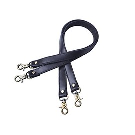 Wento - Par de correas de piel genuino de 24 pulgadas, gancho de langosta, tamaño interior de 0.3 pulgadas, asas de lona de costura de piel real, correas de repuesto para cartera, correas para bolso de mano, correas para portafolios (negro)