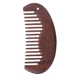 Black Sandalwood Pocket Comb Wide Tooth Beard Hair Comb Anti Static Snag Free Carved Wooden Comb Detangling Massage Hairbrush for Men Women Hair Moustache Care