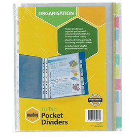 Marbig Indices & Dividers 10 Tab Pp A4 Clear Pockets