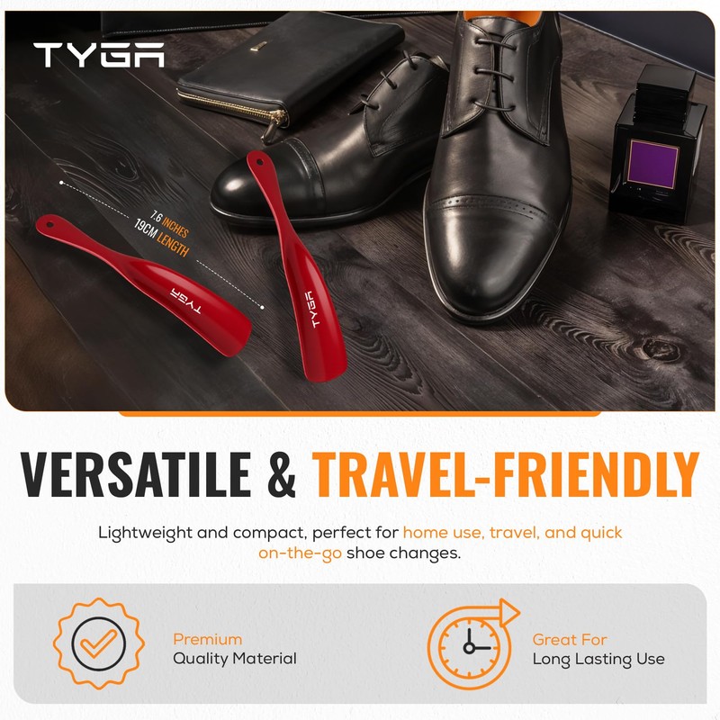 TYGA Shoe Horns, Snap-Proof Shoehorns, Flexible Strong Plastic (19cm) (2pk)