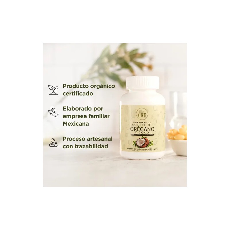 Aceite De Orégano Y Aceite De Coco En Capsulas 100