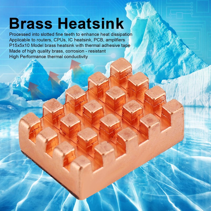 10pcs P15x5x10 Brass Heatsink with Thermal Adhesive Tape CPU Heat