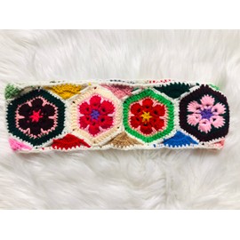 OnEternal Handmade Crochet Steering Wheel Cover Colorful Gesang Flower Seat Belt Cover Car Interior Accessories Decorations. (Steering Wheel Cover)