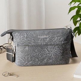 Baggallini Women's Anti-Theft Memento Crossbody Bag Cross Body, Midnight Blossom, One Size