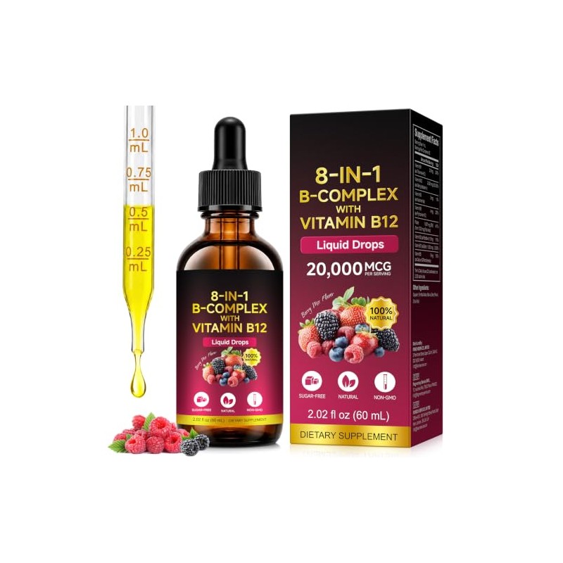 Vitamin B12 Liquid Drops, 60ml Fast Absorbing B12 Supplement