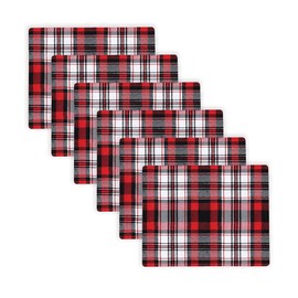 C&F Home 12.75" x 16" Fireside Plaid Hardboard Placemats, Set of 6 Checkered Wooden Mountain Lodge Rustic Christmas Xmas Fall Harvest Autumn Thanksgiving Holiday Table Mat Dining Dinner Kitchen Table