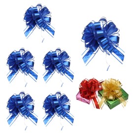 PATIKIL 6 Pcs Large Pull Bow Gift Wrapping, 9 Inch Ribbon Organza Dark Blue Bows for Gift Wrapping Wedding Baskets Car