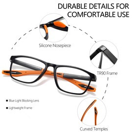 FSRTEP Reading Glasses for Men Sporty Design TR90 Blue Light Blocking Reader Comfortable and Flexible Lightweight +3.5