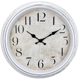 WOOPHEN Retro Wall Clock, Battery Operated 16" Extra Large Silent Non-Ticking Wall Clocks Vintage Rustic Style Decorative for Kitchen, Living Room, Bathroom, Bedroom(White)