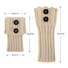 PHOGARY 2 Pairs Winter Warm Boot Cuffs for Women, Crochet Knitted Boot Socks for Girls Black and Beige Short Leg Warmers Boot Topper Socks Leg Cuffs Boot Warmers Gift