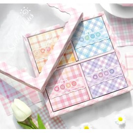 Post-it Sticky Notes, Notebook, Diary, Notebook, Non-sticky, JK, Checker, Striped Hosen, Origami, Large Size, 3.1 x 3.1 inches (80 x 80 mm), 200 Sheets x 4 Books