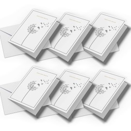Sympathy Card / Condolence Card for Funeral, Funeral, Sympathy, Set of 6 Folding Cards and Matching Envelopes Dandelion Motif (Dandelion - 6 Pieces)