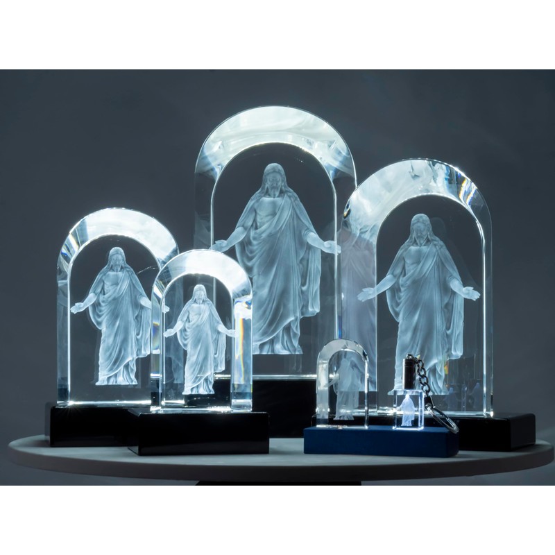 Crystal Christus 3D Laser Engraved Statue & LED Lighted Base