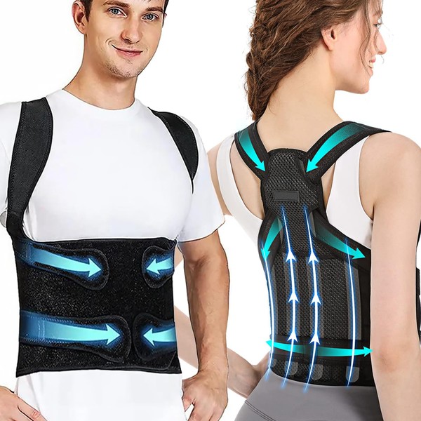 CISSIYOG Back Straightener, Posture Correction, Back Support Belt for Men and Women, Adjustable/Breathable Back Trainer for Shoulder/Back Pain Relief