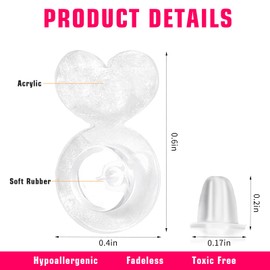 Clear Silicone Earring Backs Heart Silicone Earring Lifter for Heavy Ear Ring Support Backs, Rubber Lifters for Big Studs Replacements, 32 + 200PCS