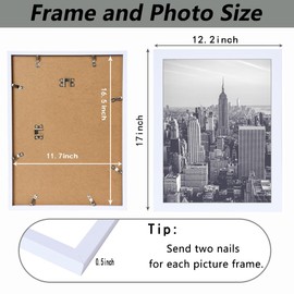 RUN HELIX A3 Picture Frame White for Wall Hanging, Wall Mounting Horizontally or Vertically, 11.7 x 16.5 inch Wall Gallery Poster Photo Frame with Durable Shatter Resistant Plexiglass, White