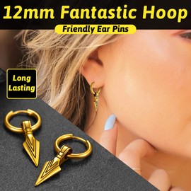 FaithHeart Viking Earrings for Men, Viking Style Mjölnir Earrings for Women, Viking Axe Earrings, Hanging Arrow Stud Earrings with Gift Box for You and Lovers, stainless steel, No Gemstone