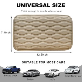Wevdn - Cojín para consola central de coche, 12.48 x 7.40 pulgadas, impermeable, cómodo protector de reposabrazos de vehículo, accesorios para decoración de automóvil (beige)