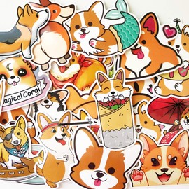 12 Random Anime Cartoon Cute Corgi Shiba Dogs Puppy Laptop Stickers