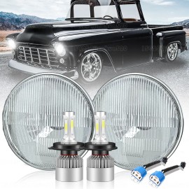 Pair 7" Inch LED Car Headlight Parts round HI/LO Beam For Chevy Pickup Truck3100