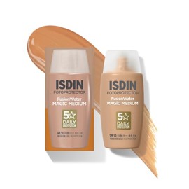ISDIN Fotoprotector Fusion Water COLOR SPF 50, Protector Solar Facial de fase acuosa con color para uso diario, Cobertura natural, 50ml