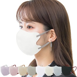 [一木良品] 薄型マスク 息しやすい 3Dマスク 20枚入(10枚入×2パック) 立体マスクバイカラー 小顔 立体 不織布 使い捨て カラーマスク 花粉・ウィルス・ホコリ99％カット 耳が痛くならない 使い捨てチークマスク (ホワイト)