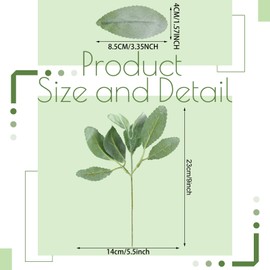 Lambs Ear Stems Artificial Lambs Ear Garland Faux Greenery Stems Bulk Flocked Lamb's Ear Faux Greenery Decor Fake Lambs Ear Picks Plants for DIY Wreath Wedding Flower Arrangement (48 Pcs)