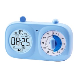 Dual Screen Visual Timer Multi Function Timing Countdown Clock Electronic and Pointer Dial Timer Built in Battery Blue