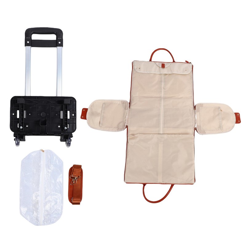 Keenso Rolling Garment Bag, Soft Leather Travel Bag with Detachable
