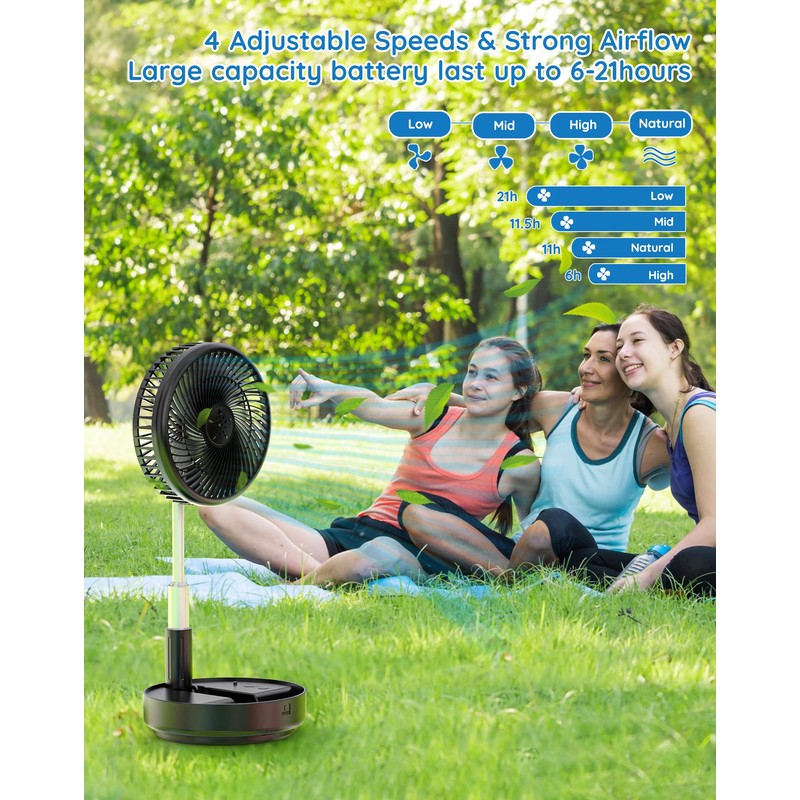 Primevolve Portable Oscillating Standing Fan,Rechargeable Battery Operated USB Floor Table