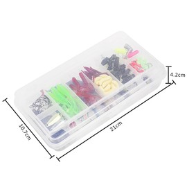 Aokesy Kit de Señuelos de Pesca, 101 Piezas Cebo Duro Artificial con Ganchos Gusanos Larvas Bichos Sábalos Gusanos de Cola y Cajas, Cebo de Agua Dulce para Lubina, Accesorios de Pesca para el mar