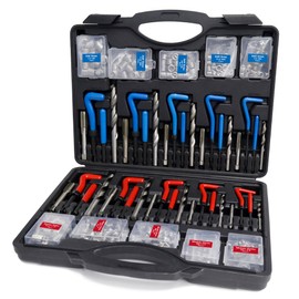 CENFORGE 320PC Helicoil Thread Repair Kit - SAE (1/4"-1/2") & Metric (M5-M12) | Includes HSS Drill Bits, Taps, 304SS Inserts & Break-Off Tools | Professional Thread Restorer for Automotive & Machinery