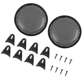 Motoforti Universal Speaker Grill Cover, Subwoofer Cover Grill, 6 Inch, Metal,Rubber, Black, 2pcs