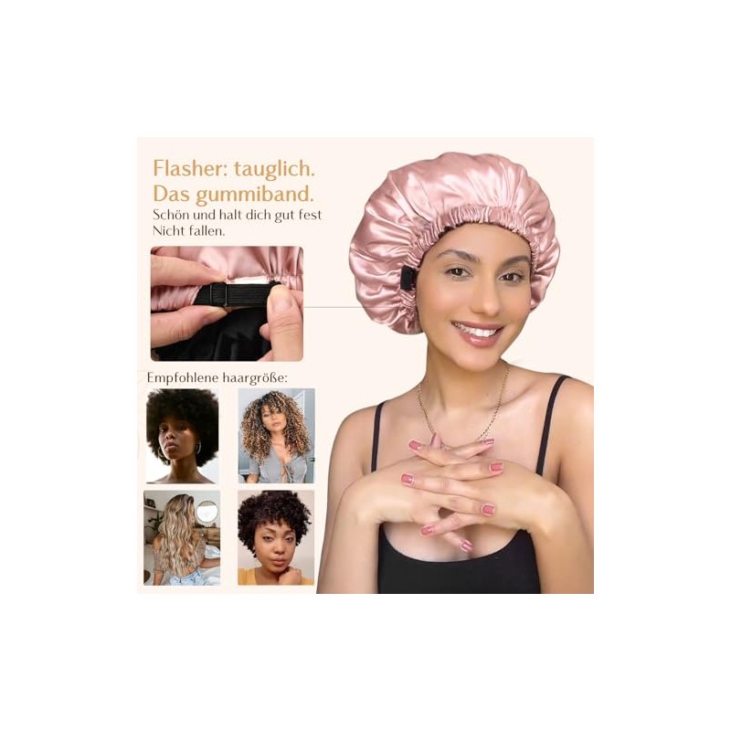 YANIBEST Double Layer Satin Bonnet Silk Bonnet for Sleeping Adjustable