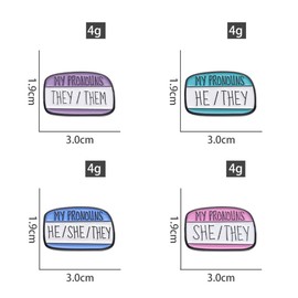 zhanghaoran 4Pcs MY PRONOUNS HE/THEY Enamel Pins Third-Person Pronoun Brooches Lapel Pins Badges Clothes Hat Bags Accessories Jewelry Gift, White