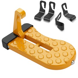 URAQT Folding Car Door Pedal, Door Step Running Boards with U Hook Locking, Foot Pegs Vehicle with Safety Hammer and 4 Plastic Hooks, Car Door Step for Car Roof for SUV/RV (Orange)