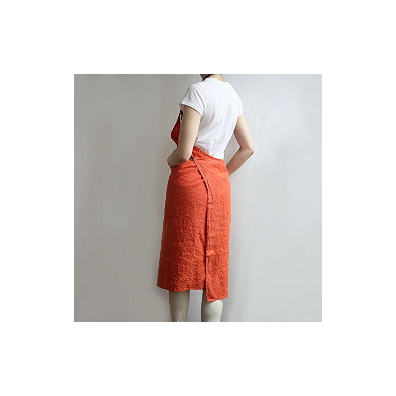 Linen Full Apron Manon (Tarocco) A219 [Lino e Lina/Lino e