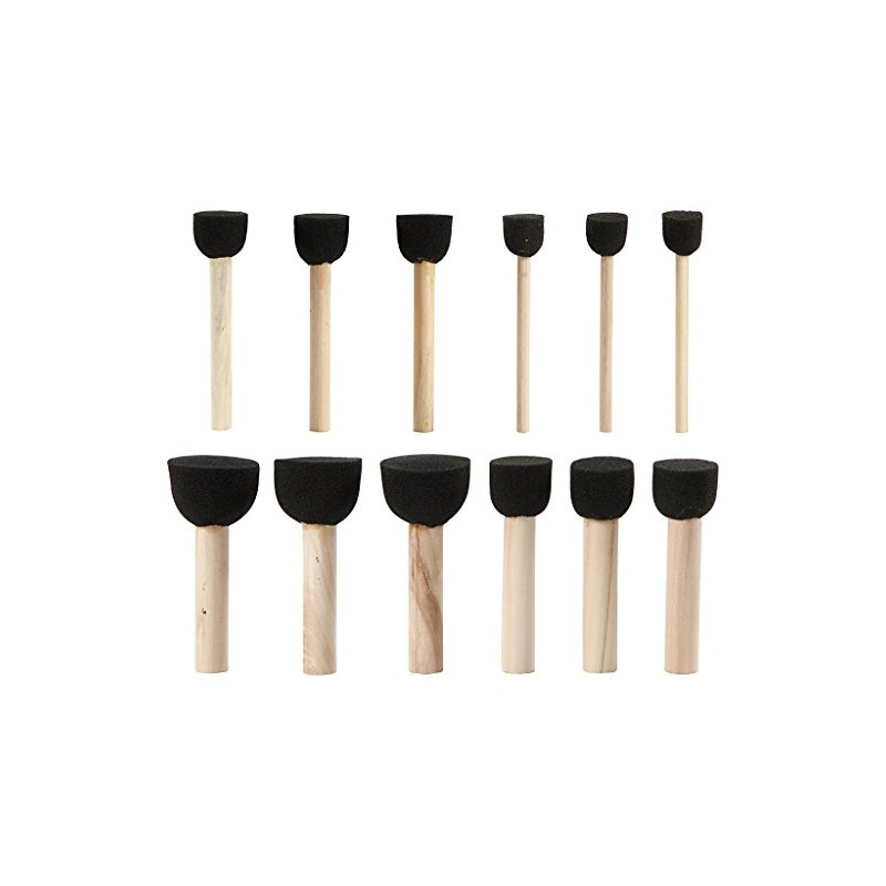 Creativ 10409 Foam Stencil Brushes, D: 13-20-25-35 mm, 12 asstd,Black