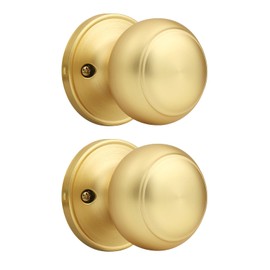 Probrico 2 Pack Gold Dummy Door Knob Closet Doorknobs, Individual Non-Turning Dummy Door Handle Single Side, Gold Interior Door Knobs