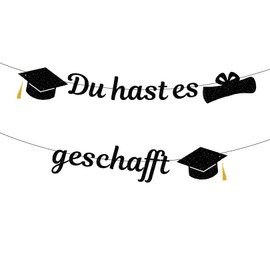 Graduation Decorative Garland, Congratulations Passed Exam Glitter Black Banner, You Have Managed Banner, Paper Congratulations Decorations Garland, for Graduation, Bachelor and Master Graduations