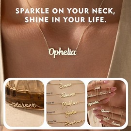 Collar con nombre personalizado para mujer, collar con placa de identificación personalizada chap...