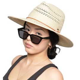 Funky Junque Women's Open Weave Straw Panama Sun Hat - Cream