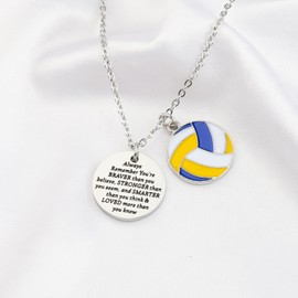 BNQL Volleyball Necklace Volleyball Gifts for Player Volleyball Lover Gifts Volleyball Jewelry Gift Volleyball Pendant Necklace, Large, alloy