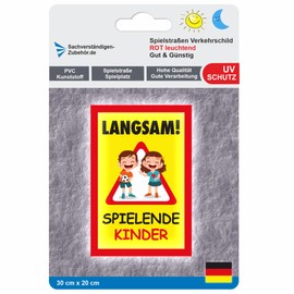 Sachverständigen-Zubehör® Achtung Kinder Sign XXL [Luminous] Traffic Signs Children 30 x 20 cm PVC Pylons Children Playing Children Stand Play Road for Children UV