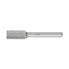 PFERD Cylindrical Carbide Bur, Uncoated (Bright) Finish, Double Cut, Plain